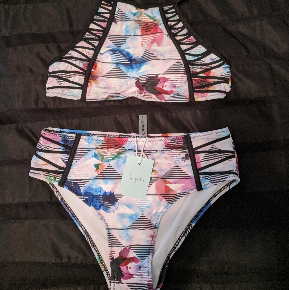 NWT multicolor abstract Cupshe S bikini